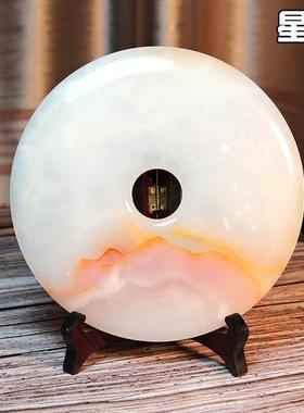 天然创意红花冰玉扣办公室书房玄关客厅和氏璧家居摆件装饰送礼品