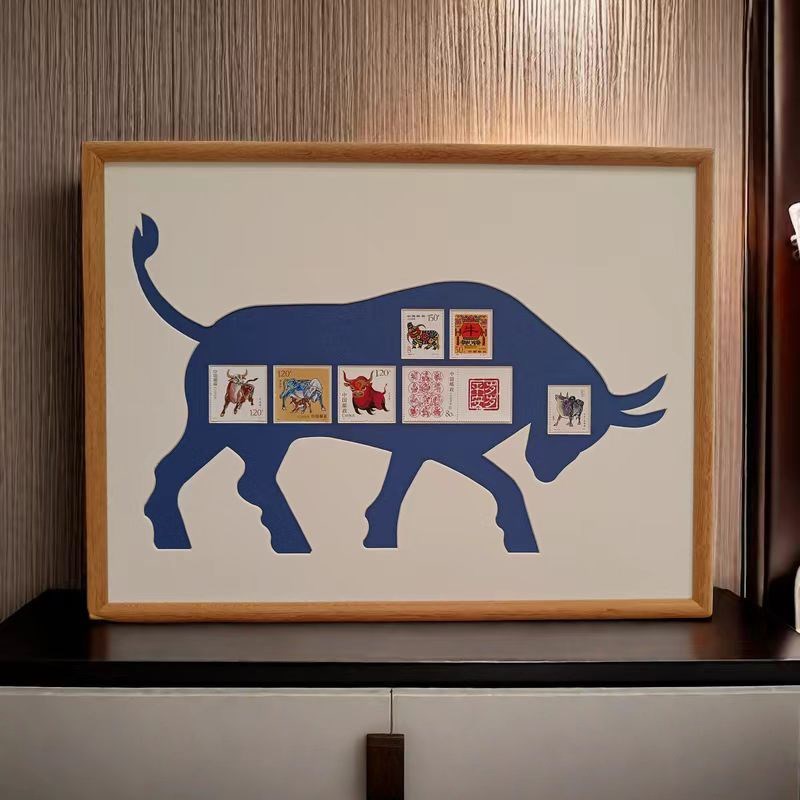 牛年生肖相框实木榫卯结构仪式B感小礼物精美摆件送朋友生日礼物