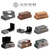 现代简约轻奢条纹蛇皮纹首饰收纳摆件样板房卧室梳妆台桌面装 饰品