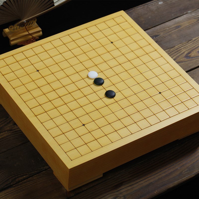 新榧征目整木刻\画线三角足15路6cm连M珠五子棋围棋盘棋桌棋墩