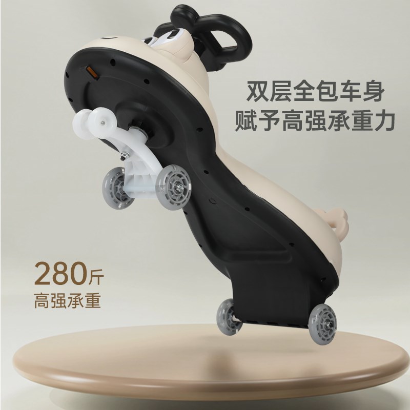 儿童扭扭车宝宝溜溜车万向静音轮带推杆大人可坐防侧翻摇摆玩具车