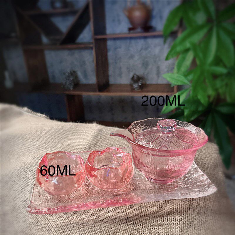 新款仙女粉冰露手抓壶一壶2杯带F盘冰冻烧琉璃主人杯套装阳台