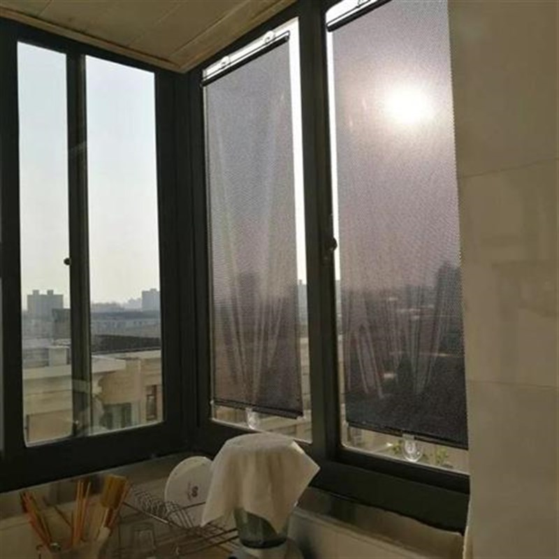 隔热遮光帘子g浴室玻璃膜家用办公伸缩窗帘卷帘阳台遮阳帘吸盘卧