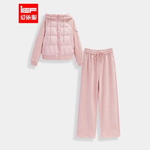 爱依服 甜美休闲运动风保暖上下套裤 微胖 韩版 女 2025冬新款 IEF