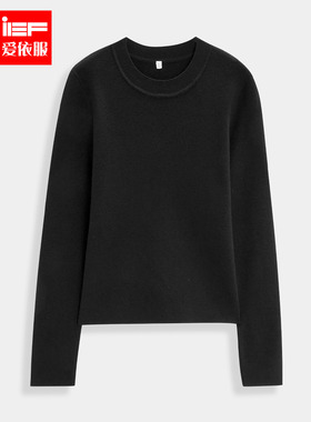 IEF/爱依服【微胖】黑色打底衫胖妹妹MM2025秋新款套头针织上衣女
