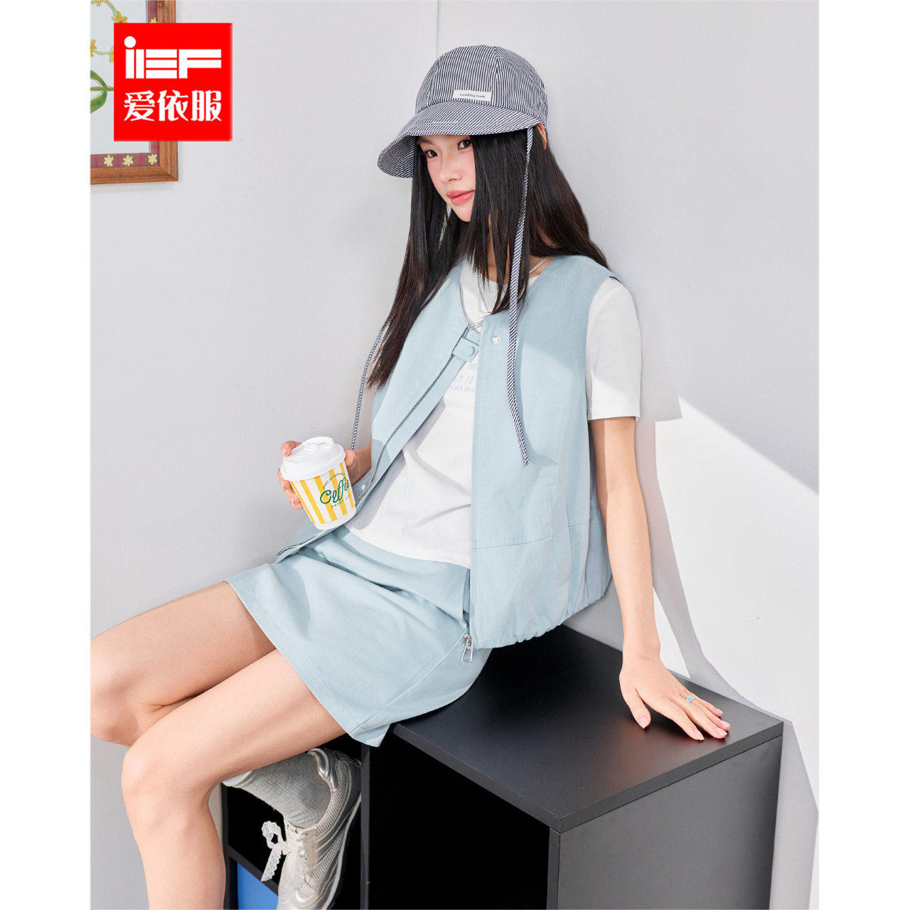 IEF/爱依服2026夏季新款韩系时尚休闲运动风百搭上下三件套短裙女