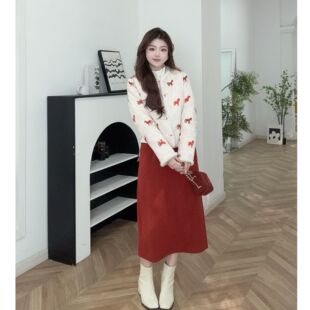 IEF/爱依服【微胖】2026新款冬季显瘦气质针织加绒羽绒上下套长裙