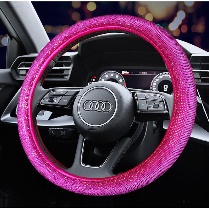 汽车方向盘套镶钻四季通用型烫钻把套H满钻防滑内饰跨境亚马逊爆