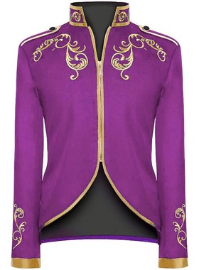 2023亚马逊新款万o圣节男士时尚外套宫廷王子金色刺绣西装运动夹