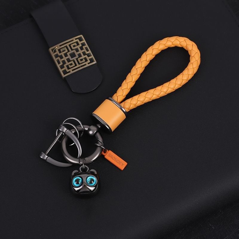 简约编绳钥匙扣创意新款金v属电镀小猫防丢挂件汽车链网红锁匙圈