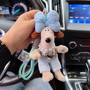 卡通可爱背带裤 汽车钥匙链Q甜美蝴蝶结包包挂 网红狗钥匙扣情侣款