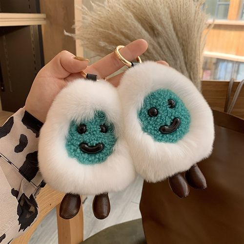 獭兔毛可爱水煮蛋包包挂饰网红ins毛绒J公仔玩偶汽车钥匙扣挂件女