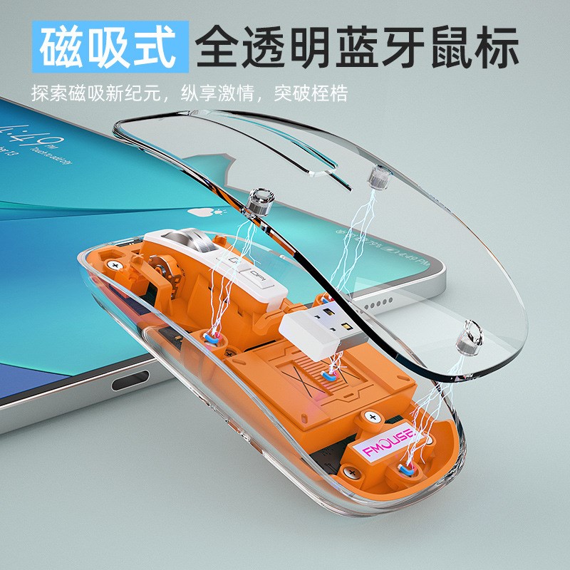 工厂定制无线蓝牙三模透明鼠标z适用苹果华为手机平板电脑办公礼