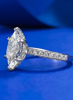 S925银欧美皇冠女p神马眼戒指高碳钻指环女欧美时尚简约情侣对戒