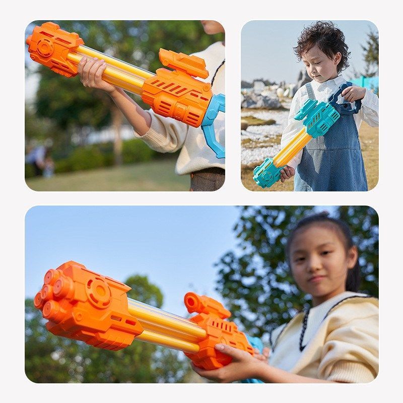 五管加特林水枪儿童玩具大号w戏水喷水枪打水仗抽拉式水枪玩具