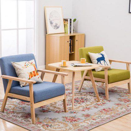 实木阳台小桌椅布艺北欧沙发休闲茶几椅子现代简约轻奢艺术白色