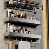 轻奢免打孔卫生间浴室置物架厕所洗手间洗漱台壁挂墙上收纳架加厚