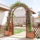 防腐木拱门花架户外庭院装 饰花园门拱形室外网格门葡萄架爬藤拱门