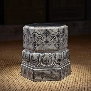 新中式仿古凳网红民宿特色矮凳 创意户外坐凳 复古仿石莲花门墩凳