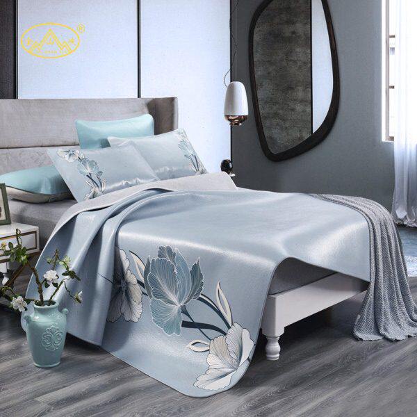 金山峡彩绘牛皮席子1.8米三件套头层水牛皮凉席135软席真皮床垫夏