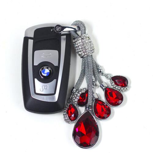 女士汽车钥匙扣 水滴钥匙链水晶挂饰挂件高档钥匙圈镶钻车用挂链