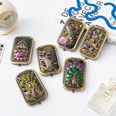 金属复古便携小镜子口袋折叠双面女化妆镜长方镜梳妆礼品镜子青古