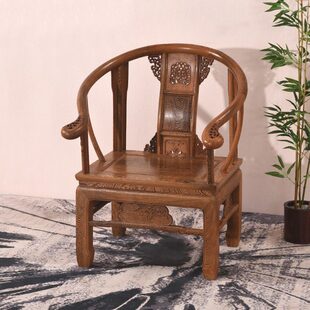 鸡翅木皇宫椅红木圈椅中式实木太师椅仿古围椅茶桌椅子茶室主人椅