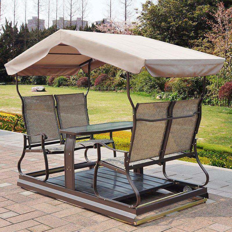 动力摇椅四人户外休闲秋千椅酒店花园庭院室外动力椅露台休闲家具