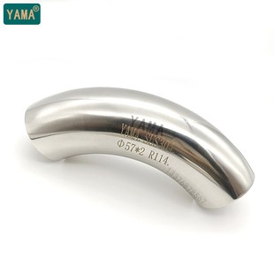 2D弯头304不锈钢卫生级2倍弯曲半径焊接弯管DN50中心R114模压过球