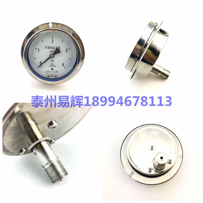 Y100BFZT全不锈钢轴向带边压力表Y-100ZT BF 0-0.6,1,1.6,2.5,MPA