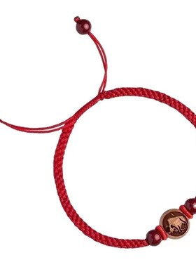 厂家桃木十二生肖手链本命年红绳手链女P高含量朱砂手串手绳