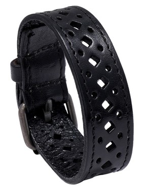 跨境热销爆款欧美新款牛皮手链复古镂G空男士宽皮手环个性骑行饰