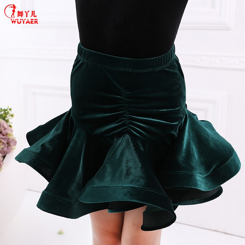 儿童拉丁舞蹈服装金丝绒拉丁舞裙女童比M赛演出服长袖练功舞裙