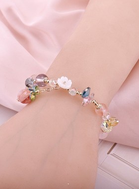 奥地利元素水晶手链女日韩新款发晶手F串松紧弹性可调手饰厂家