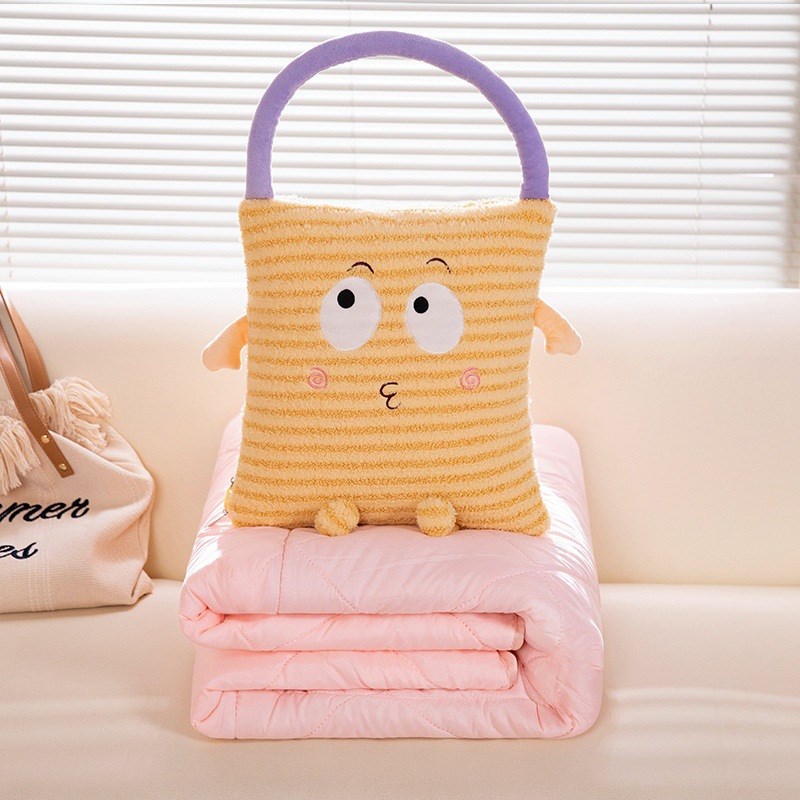 网红多巴胺手拎抱枕被子两用汽车靠垫二合一办公室午睡Y毯子空调