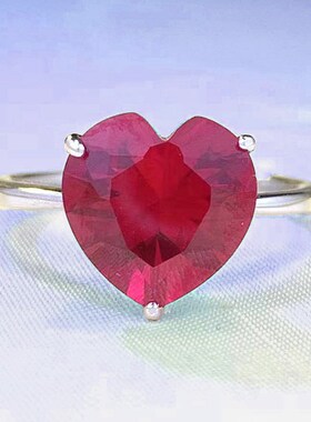 珠宝 2023新款p925银4克拉心形10*10高碳钻戒指爱心欧美简约