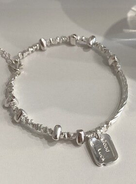 2023新款极简风高级r感碎银方牌手链女时尚轻奢小众设计百搭款手