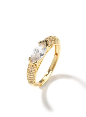 简约时尚s925银戒指女sins风小众设计镶锆石马眼戒指情侣饰品