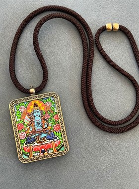 真品西藏手绘唐卡k吊坠厂家十二生肖八大守护神景区佛系纪念品代