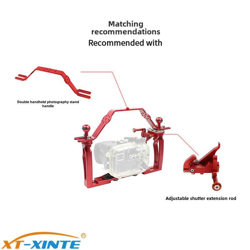新特潜水摄影单反相机防水壳Tg76双手持快门杆支架适用于Gopro13