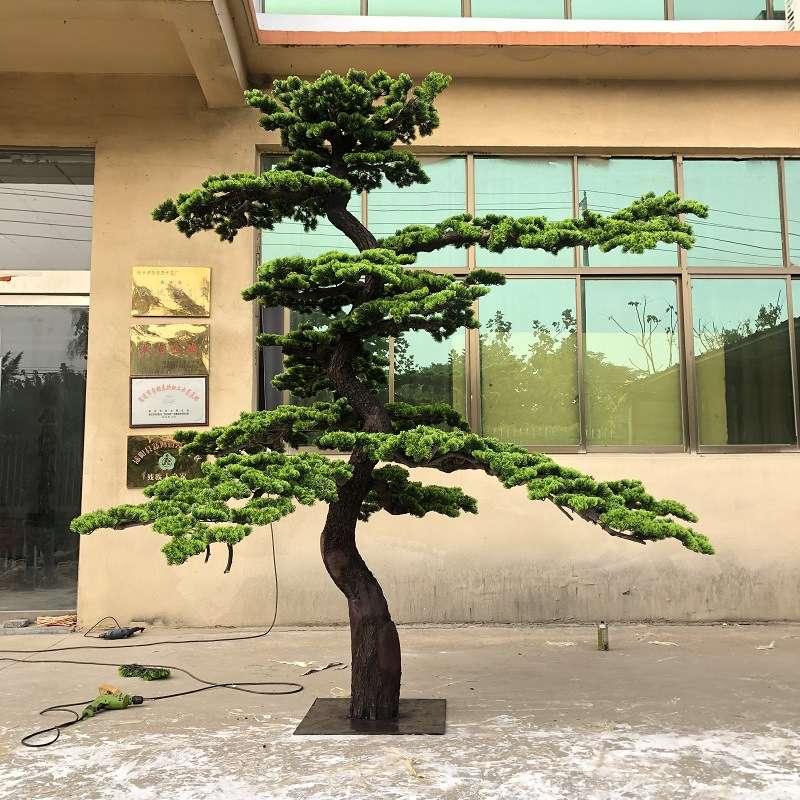 仿真迎客松松树绿植罗汉松假松树商场室内装饰造型美人景观摆件