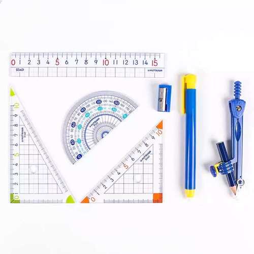 优你客日本kutsuwa学生直尺三角尺量角器五件套尺具套装文具