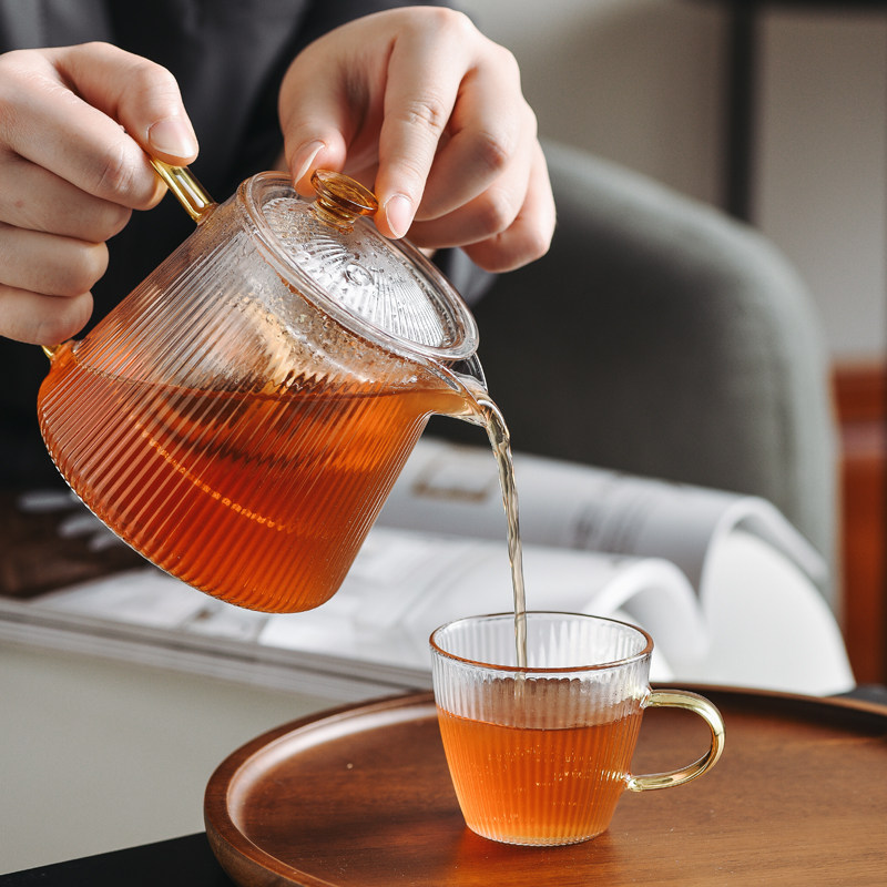 日式茶壶泡茶下午茶茶具套装家用玻璃茶杯茶水分离养生泡茶壶花茶