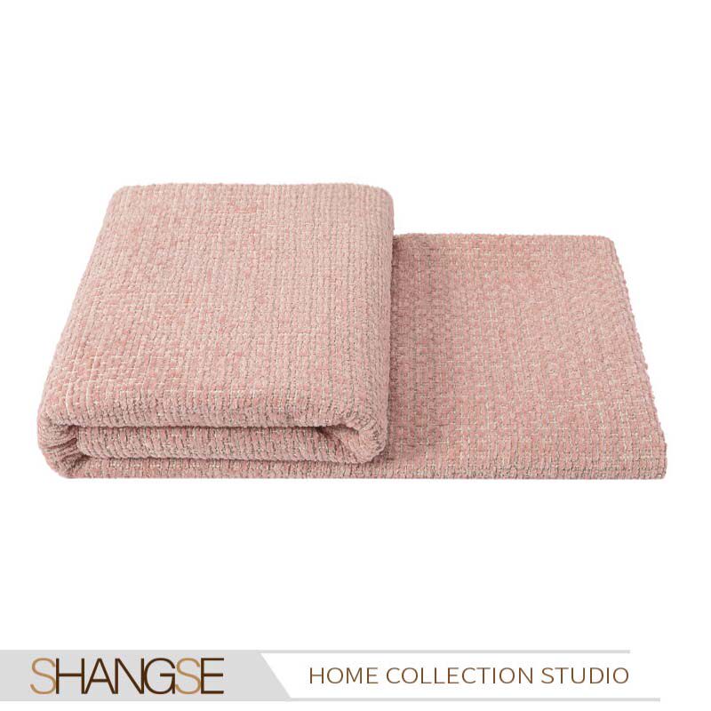 尚塞布艺样板房酒店搭巾粉色布艺卧室现代奢华混搭简约搭毯床盖被