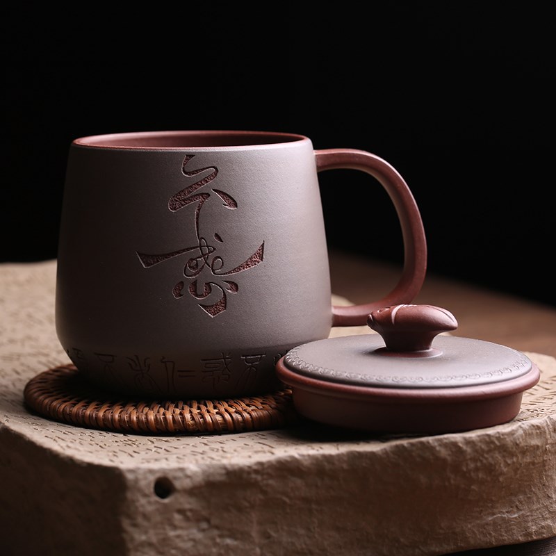 宜兴原矿紫砂主人杯不惑办公盖杯全手工名家吴春艳泡茶杯保温茶具