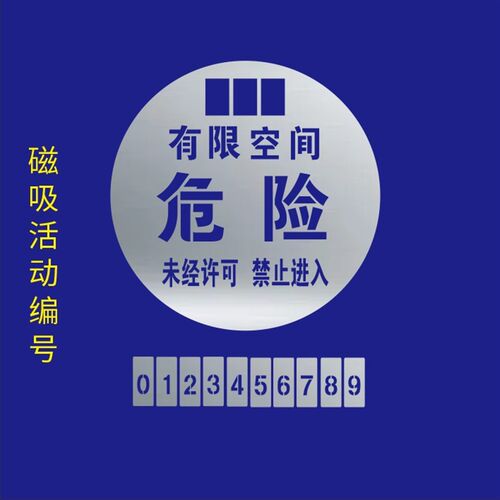有限受限空间沙井盖带磁吸编号喷漆镂空字模板安全警示标志金属