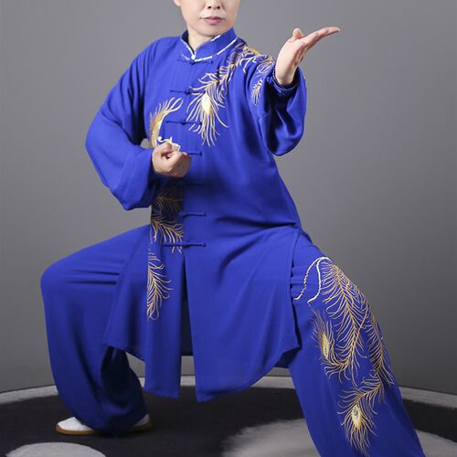 马蕾太极新款男女团队个人表演比赛服中长款刺Q绣五色彩凤太极拳