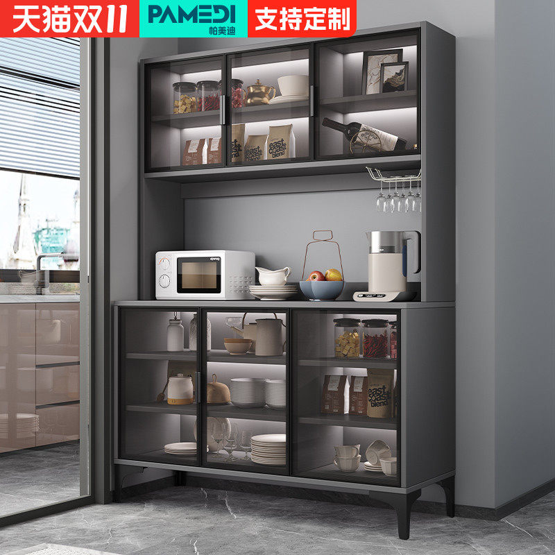 实木餐边柜小户型厨房整体橱柜置物架定制一体靠墙酒柜家用客厅收