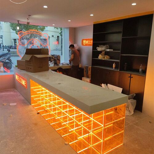 亚克力前台收银台接待台奶茶店吧台超市简约便利店U迎宾台店铺柜