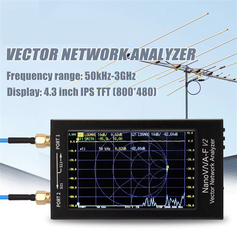 矢量网络分析仪NanoVNA手持式4.3寸HF VHF UHF 50k-3G测天线V2v3